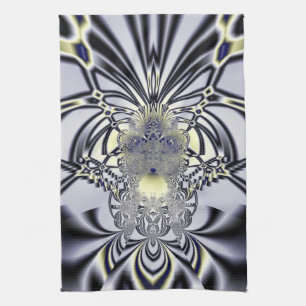 Purple Iris Sacred Geometry Fractal Art Tea Towel