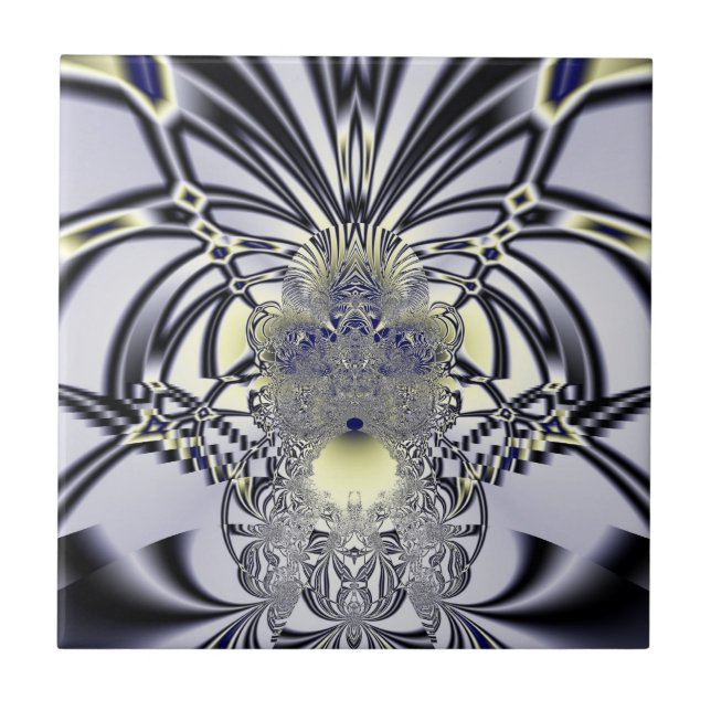 Purple Iris Sacred Geometry Fractal Art Tile (Front)
