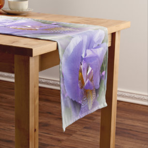 purple iris short table runner
