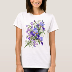 Purple Iris Sweet Pea Bouquet Womens T-Shirt