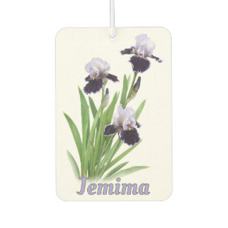 Purple Iris Trio Botanical Art Personalised  Car Air Freshener