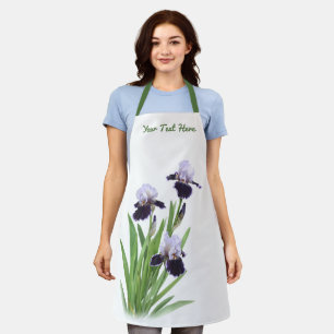 Purple Iris Trio Floral Botanical Personalised Apron
