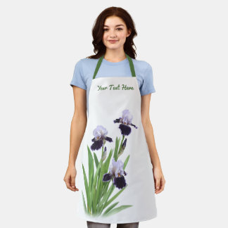 Purple Iris Trio Floral Botanical Personalised Apron