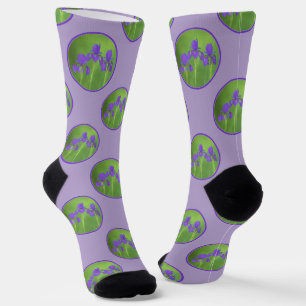 Purple Iris Trio Painting Original Flower Art Socks