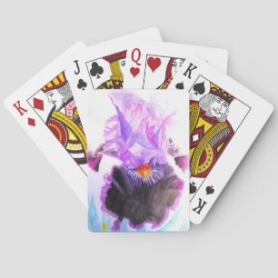 Purple Iris Watercolor Flower Floral Birthday Playing Cards