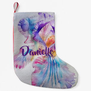 Purple Iris Watercolor Flower Floral Name Stocking
