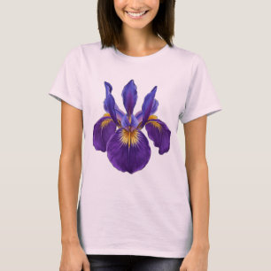 Purple Iris Watercolor Flower T-Shirt Elegant Bo