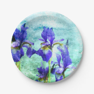 Purple Iris Watercolor Paper Plate