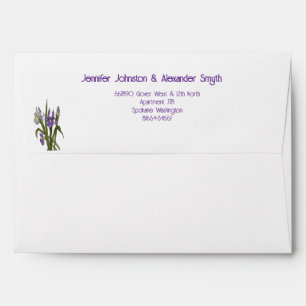 Purple Iris Watercolor Wedding Envelope