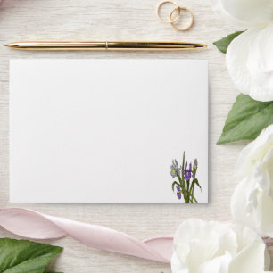 Purple Iris Watercolor Wedding Envelope