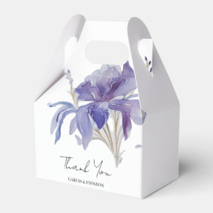 Purple Iris Watercolor Wedding Favour Box
