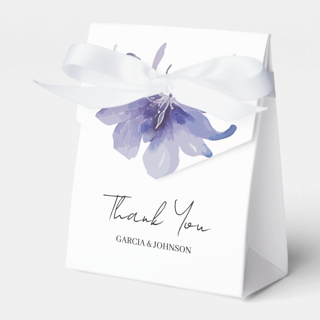 Purple Iris Watercolor Wedding Favour Box (Front Side)