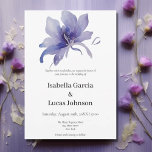 Purple Iris Watercolor Wedding Invitation<br><div class="desc">This design showcases a stunning watercolor purple iris flower, capturing the intricate details of each petal with soft brushstrokes and a gentle colour palette. The rich shades of purple are complemented by subtle hints of green and yellow, giving the design a natural and calming feel. The iris is a symbol...</div>