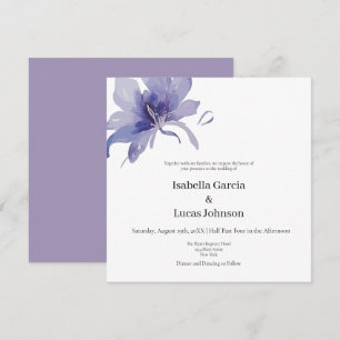 Purple Iris Watercolor Wedding Invitation