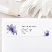 Purple Iris Watercolor Wedding Return Address