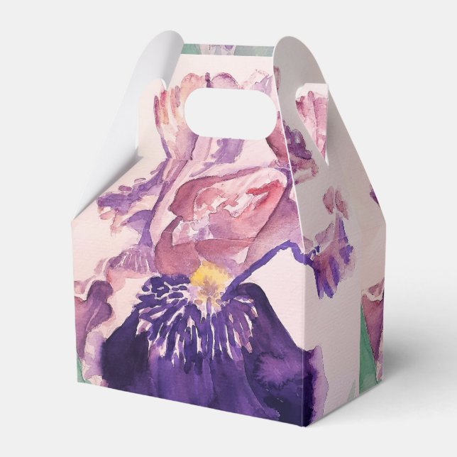 Purple Iris Wedding Cake Favour Box (Front Side)