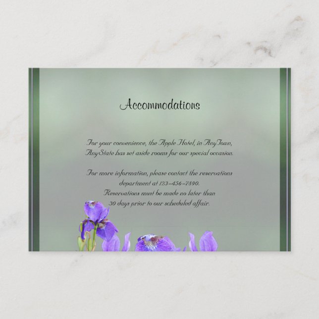 Purple Iris Wedding Insert (Front)