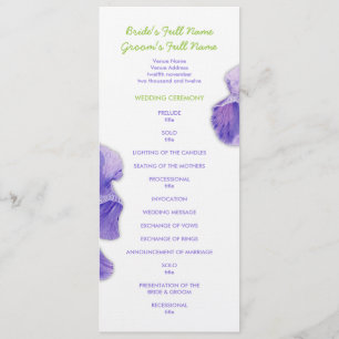 Purple Iris Wedding Program Programme