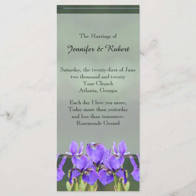 Purple Iris Wedding Program Programme (Front)