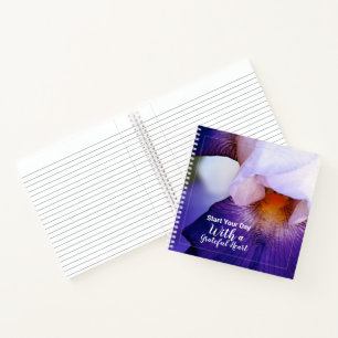 Purple Iris With Grateful Quote Notebook