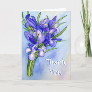 Purple Irises Art Custom Thank You Greeting Cards