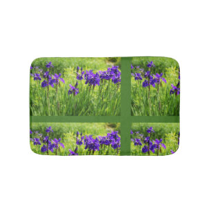 Purple Irises Botanical Floral Art Bath Matt Bath Mat