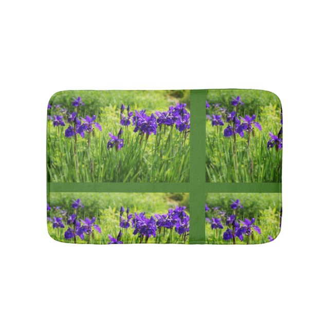 Purple Irises Botanical Floral Art Bath Matt Bath Mat (Front)