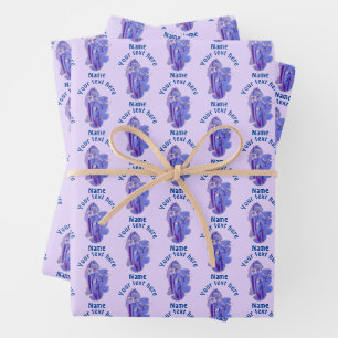 Purple Irises Floral Art Personalised Wrapping Paper Sheet