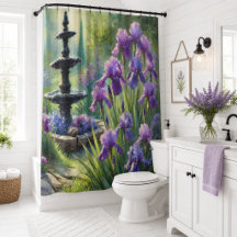 Purple Irises Flower Garden Shower Curtain