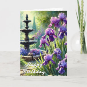 Purple Irises Happy Birthday Greeting or Spring Holiday Card