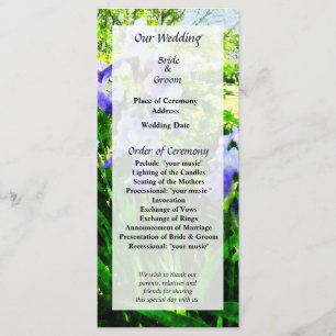 Purple Irises in Suburbs Wedding Program Programme