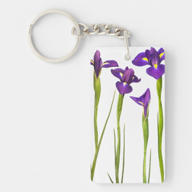 Purple Irises - Iris Flower Customised Template Key Ring (Front)