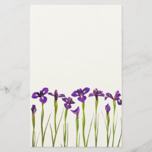 Purple Irises - Iris Flower Customised Template Stationery