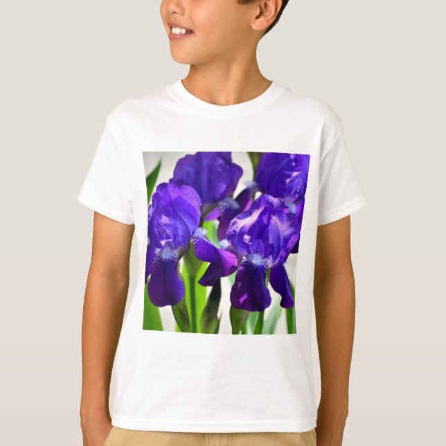 Purple Irises Iris Flower T-Shirt (Front)