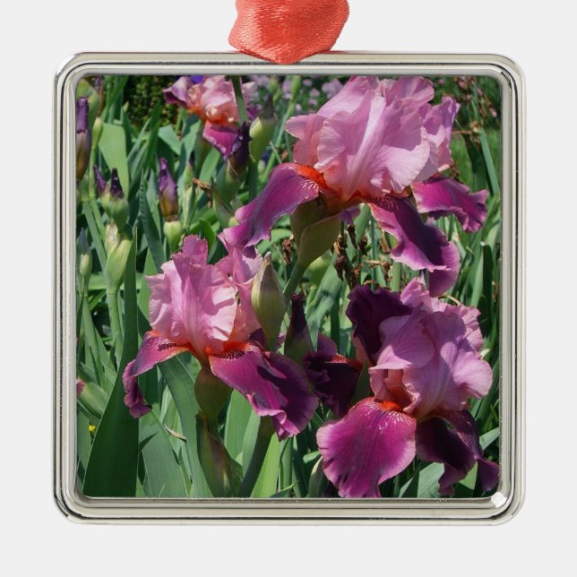 Purple Irises Spring Floral Metal Tree Decoration (Front)
