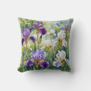 Purple Irises Spring Flower Pillow