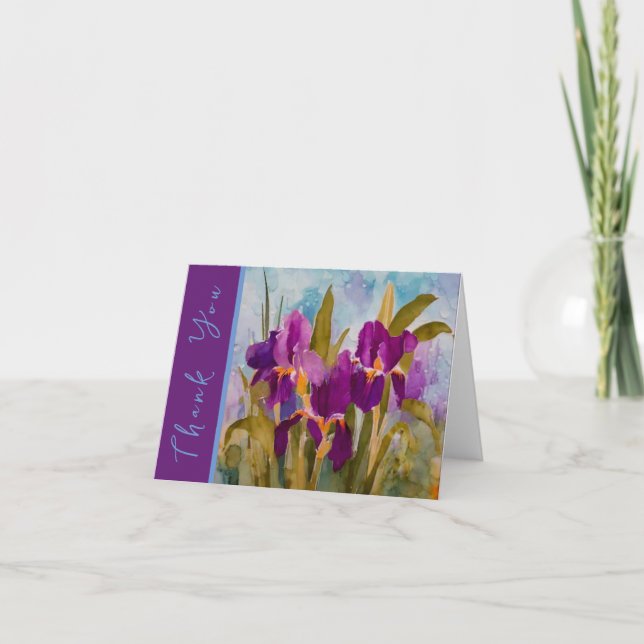 Purple irises. Thank You notes (Front)