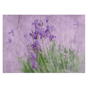 Purple Irises Watercolor - Cutting Board