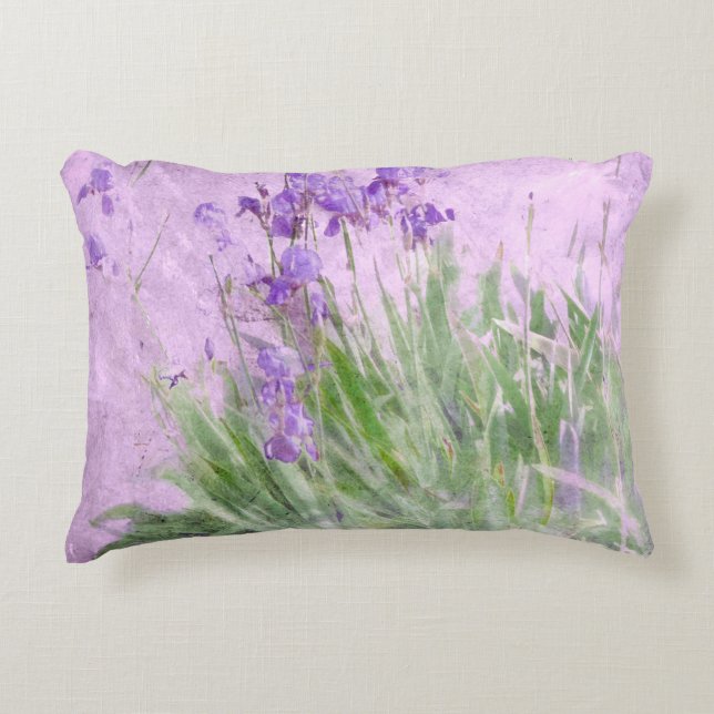 Purple Irises Watercolor - Decorative Cushion (Front)
