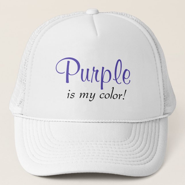 Purple Is My Colour Cute Typography Girly Text Trucker Hat (Front)