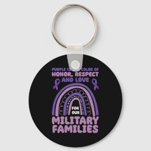 Purple Is The Color Of Honor Respect Love Military Key Ring