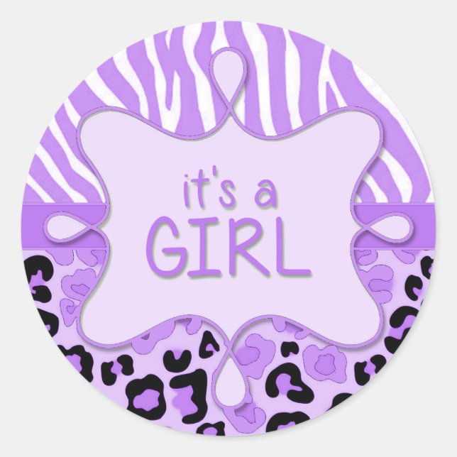 Purple It's a Girl Sticker (Front)