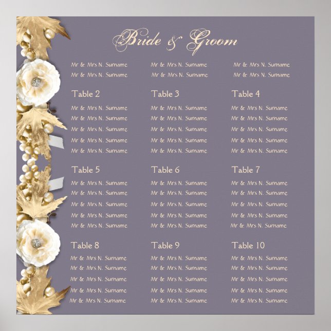 Purple ivory cream wedding engagement poster (Front)