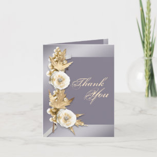 Purple ivory cream wedding engagement thank you card