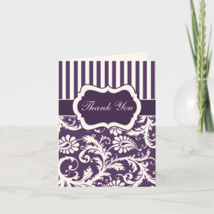 Purple, Ivory, Pink Damask Thank You Card II