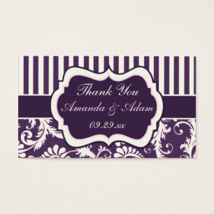 Purple, Ivory, Pink Damask Wedding Favour Tag