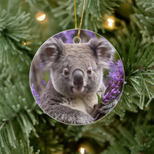 Purple Jacaranda Koala Bear, Ceramic Tree Decoration