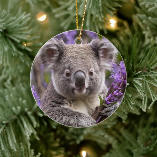 Purple Jacaranda Koala Bear, Ceramic Tree Decoration (Tree)
