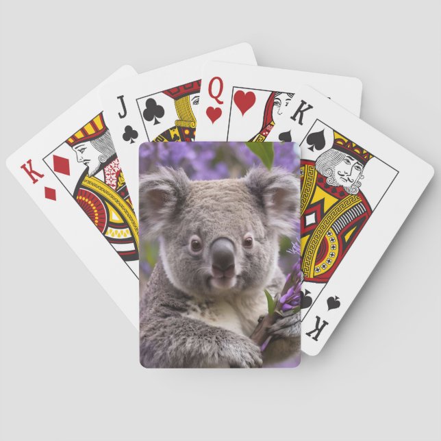 Purple Jacaranda Koala Bear, Playing Cards (Back)