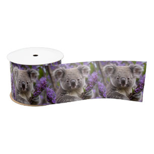 Purple Jacaranda Koala Bear, Satin Ribbon